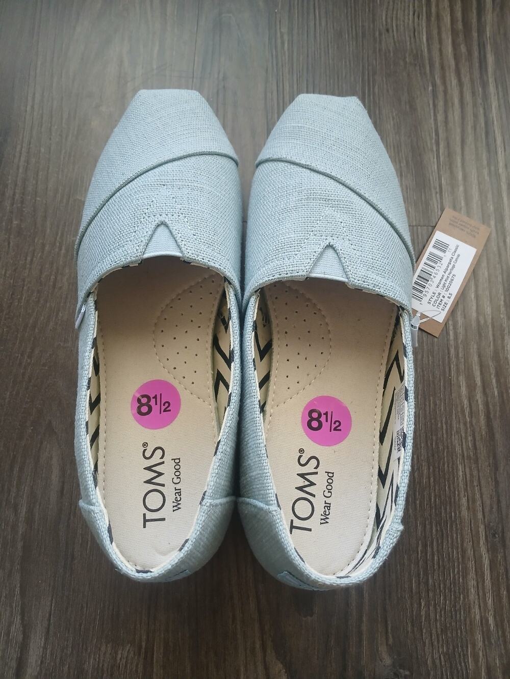 Tom's Womens Alpargata Classic Canvas Flats Slip On Espadrille Light Mint Sz 8.5
